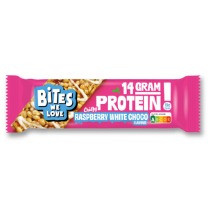 Crispy Protein Raspberry White Chocolate Bites We Love proteïnereep 50g