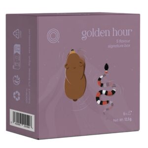 Alt-tekst: LOOOM signature box Golden Hour met 5 theezakjes