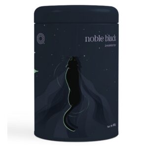 Tin canister Noble Black van LOOOM. Zwarte losse thee