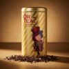 Or Tea? Billie Bonkers, chocolate truffle black tea: gouden gestreept blik met een figuur met hoge hoed