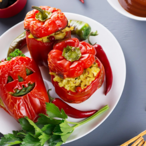Rascal gevulde paprika met kruidige rijst