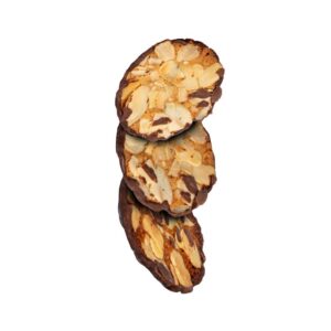 Florentines Almond & Dark Chocolate van Maison de Florentins, doorgesneden zicht op de amandelvulling
