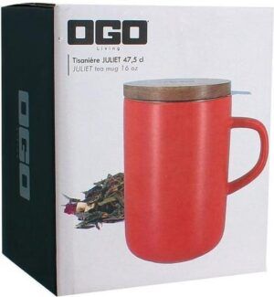 OGO - Theemok met zeef en deksel - Rood – Image 3